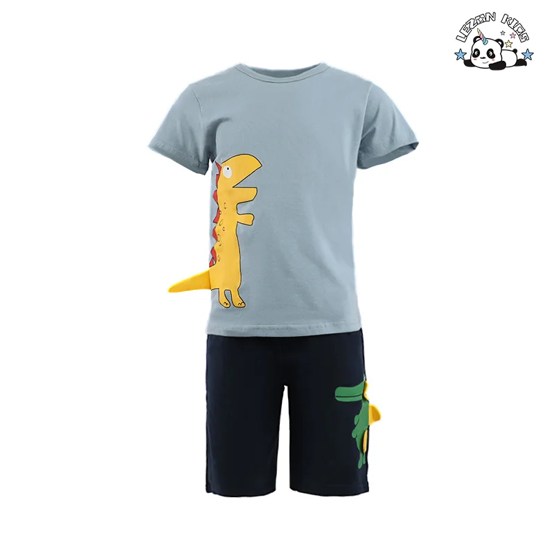 LEZONKIDS - OEM Custom 2024 cool summer boys clothing sets 2-12 Year children clothes baby boy clothes set